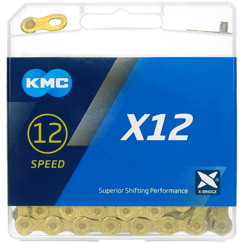 Kmc X12 12 Speed Chain, Ti-N 126 Link Gold 5051221090122