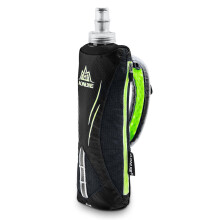 TRIWONDER Handheld Running Water Bottle with Hand Strap Collapsible Soft Flask for Runners Leakproof Hydration Pack Carrier for Jogging Hiking (Black