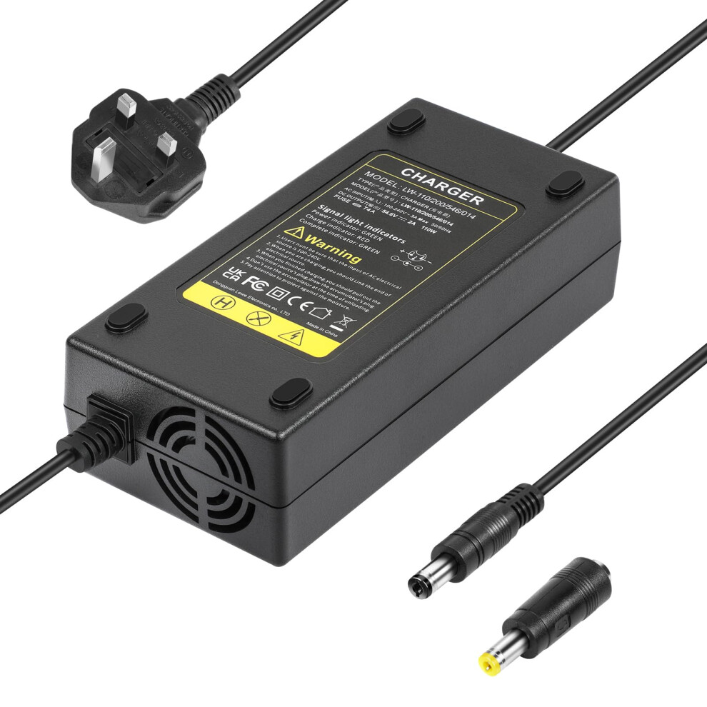 Aryee 54.6V 48V 2A Electric Scooter Charger For 13S 48V Lithium Battery, Li-Ion Battery Charger For Electric Wheelchair, Mobility Scooter, Motorcycle, 5051221084558