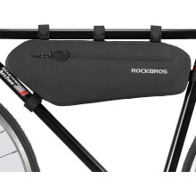 ROCKBROS Bike Frame Bag Waterproof Bicycle Triangle Frame Pack Reflective Top Tube Pouch Large Capacity Bicycle Accessories for MTB Road Bike Black 4L