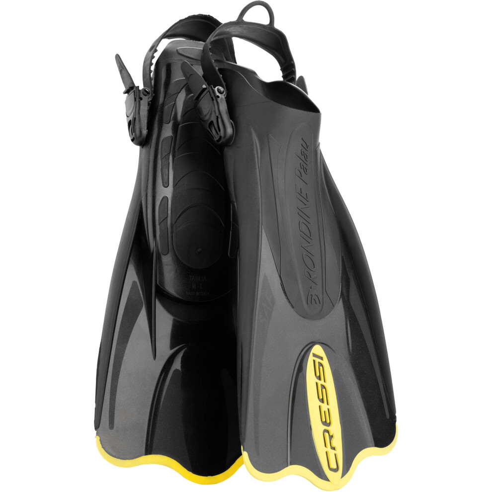 Cressi Palau Saf - Adjustable Short Flipper Fins For Snorkelling And Swimming, Adult Unisex, / ,M/L Black/Yellow