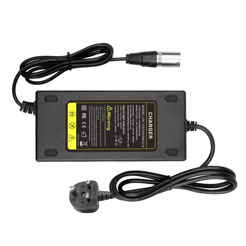 Aryee 54.6V 48V 2A Battery Charger For Electric Wheelchair, Mobility Scooter, Motorcycle, Ebike - 13S 48V Lithium Battery, 3 Pin Male Xlr Connector 5051221085203
