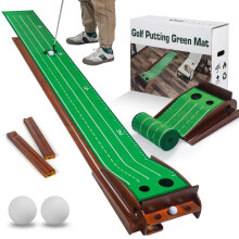 Uniclife Golf Putting Green Putting Mat for Indoors Crystal Velvet Mat with Auto Ball Return Portable Golf Practice Training Aids for Home Office