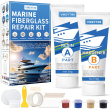 VIKEYTIM Marine Fiberglass Repair Kit (Color Match), 100g Gel Coat Repair Kit for Boats, Fiberglass Repair Fix Holes, Chips, Deep Cracks, Ceramic,