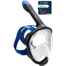 CRESSI Java Full Face Mask Black/Blue L/XL-Unisex Full Face Snorkel Mask, Ultra Clear Anti Fog Lens, 100% Silicone, Snorkel Dry with Safety Valves,