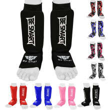 Kids Kick Boxing Shin Protectors/Guard Foot Pads Junior Shin Instep Children (Black, XXS (9 to 13 Years))