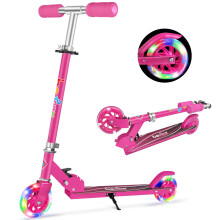 BELEEV Kids Scooter, 2-Wheel Folding Kick Scooter for Girls & Boys, 3 Adjustable Heights, Flashing Light-Up Wheels, Lightweight with Sturdy Frame,