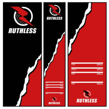 RUTHLESS Darts Mat | Heavy Duty Non Slip Durable Carpet Dart Mat for Floor Black (Red Rip)