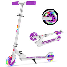 BELEEV Scooter for Kids, 2 Wheels Folding Kick Scooter for Children Girl and Boys, 3 Adjustable Height, LED Flashing Light up Wheels, with Kickstand