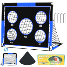 Gofady 2-in-1 Football Goal for Kids - Portable & Durable Soccer Training Net with 5 Target Ranges, Foldable Design, Carrying Bag, Easy Assembly for