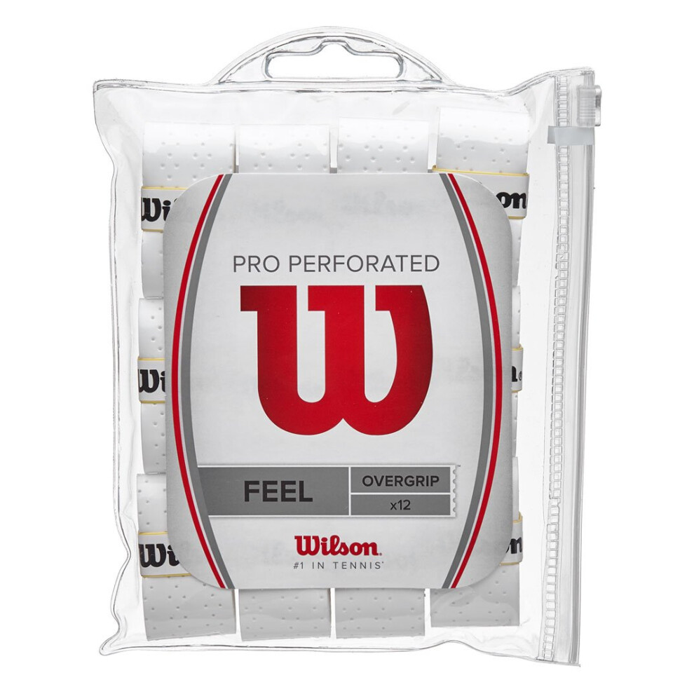Wilson Unisex-Adult Pro Perforated Tennis Racket Overgrip, Pack Of 12 White