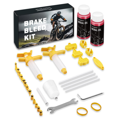 CHUMXINY Brake Bleed Kit for SHIMANO, TEKTRO, TRP Hydraulic Disc Brakes.Mountain Bike Brake Bleed Kit Includes Transparent Funnel, 120ML Mineral Oil