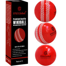 ONEGlobal Premium Windball Soft Cricket Ball | Durable Materials, Realistic Colour Seam, True Bounce & Swing | Wind Ball Cricket Balls for Outdoor &