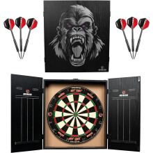 Ruthless Home Darts Centre | Complete Home Dart Board Centre Including Cabinet, Dartboard and 2 Sets of Darts (Gorilla)