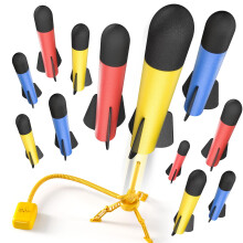 TEMI Rocket Launcher Kids Toys, 12 Foam Rockets and Stomp Launcher Pad, Launch up to 100+ft, Toddlers Outdoor Toys, Birthday Gift for Kids Boys Girls