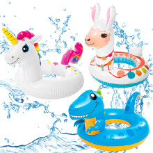 POPOYU 3Pcs Inflatable Pool Toys for Kids,Unicorn Alpaca Dinosaur Pool Inflatables Pool Floats,Swimming Pool Toys Rubber Swimming Rings for Summer
