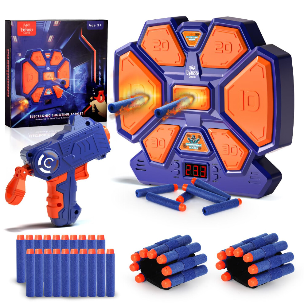 Lehoo Castle Electronic Target For Nerf Guns, Digital Auto Scoring Shooting Target With 4 Modes, And Sound Effect, Indoor Outdoor Shooting Game Light
