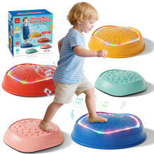 Lehoo Castle Toddler Sensory Toys, Light up & Music Jump Balance Stepping Stones Kids, Outdoor Fidget Toys for Kids Obstacle Course