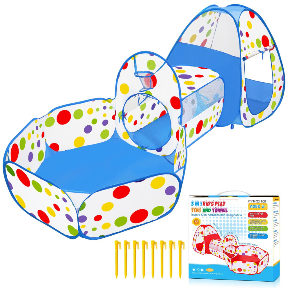 MAIKEHIGH Kids Play Tent and Tunnel, 3 in 1 Pop Up Tent with Ball Pit Collapsible Garden Playhouse Indoor Outdoor Game Baby Boys Girls Children-image-OPC-PJSV9TV-NEW