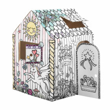 BANKERS BOX Unicorn Cardboard Playhouse for Kids XXL (81.3 x 96.5 x 121.3cm) ? Colour-In Cardboard Den, Doll House & Unicorn Toy ? FSC Certified &