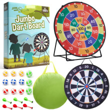 Cheerful Children Toys Jumbo Kids Dart Board XL or XXL, Velcro Dart Board Set for Kids - Reversible Design, Sturdy Stand, 12 Sticky Balls & 6 Darts,