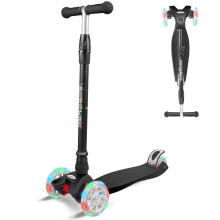 KORIMEFA 3 Wheel Kids Scooter Kick Scooter for Boys and Girls Toddler scooter with Adjustable Height, Lean to Steer, Flashing Light Up Wheels, Aged 3