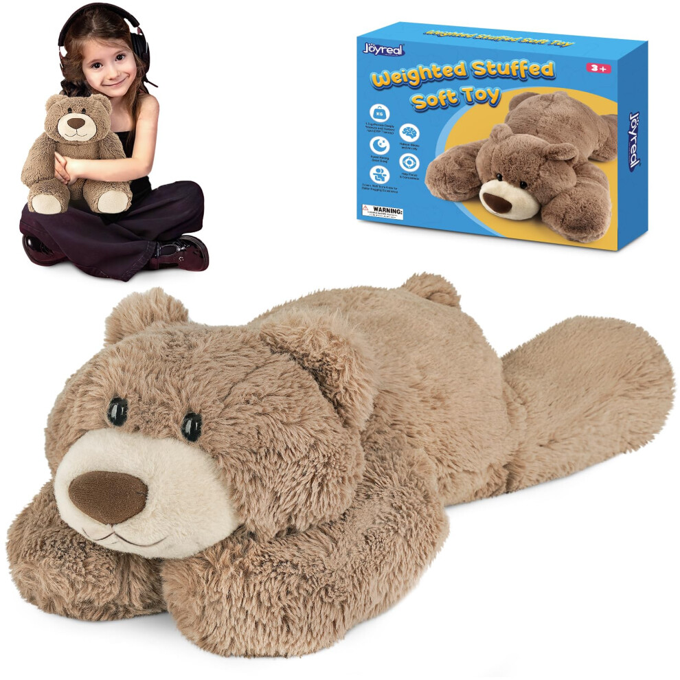 Joyreal 1.5Kg Weighted Teddy Bear For Anxiety, Anxiety Relief For Adults, Weighted Plush Bear, Sensory Toys For Autism, Weighted Stuffed Animal 3.3Lbs