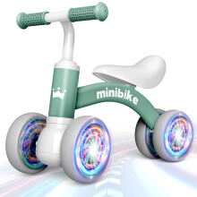 HappyGoLucky Kids Balance Bike Toys for 1 2 Year Old Boys Gifts, 4 Wheels Lighting Ride on Baby Boy Trike Gift for 1 2 Year Old Boys, 1st Birthday