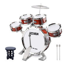 Junior Kids Drum Kit,Toddler Jazz Drum Toy 5 Drums & Cymbal Kit with Stool Mini Band Rock Set - Musical Instrument Toy Gift for 1 2 3 4 Years old Boys