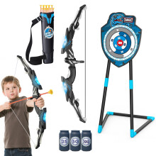 VROGTIK Kids LED Standing Archery Set with Bow & Arrows ? Outdoor Sports Toy Gift for Boys & Girls Ages 4-12, Safe & Fun Target Practice Game, Blue