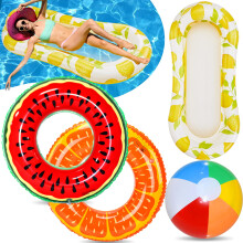 Lubibi 4-Pack Swim Rings, Inflatable Swim Rings, Pool Floating Hammocks, Water Toys, Summer Beach Water Float Party, Adults & Kids