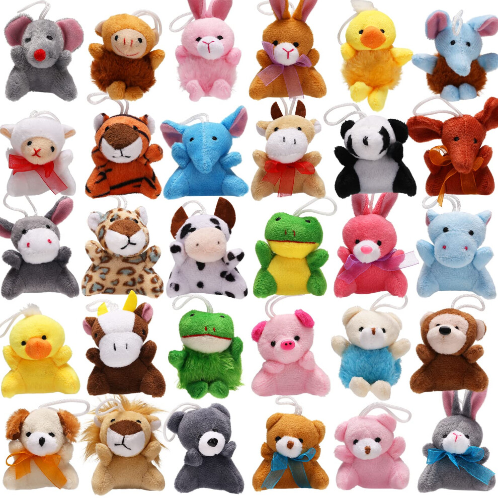 YeoNational&Toys 32 Pack Cute Small Stuffed Animal Keychain Set for Party Favors, Goodie Bag Fillers, Carnival Prizes Box for Kids, Mini Plush Toy-image-OPC-PJSVBYQ-NEW