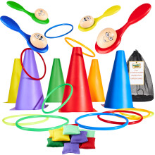 KreativeKraft Kids Games Outdoor Play Equipment for Kids Adults Family Garden Toys Sports Day Kit Egg and Spoon Race Ring Toss Sack Race Bean Bag