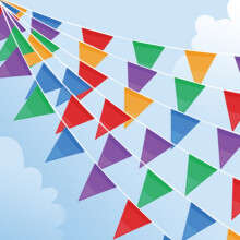 DOJoykey 985ft Bunting Flags, 450pcs Large Flags Multicolor Fabric Pennant Bunting Outdoor Garland for Mother?s Day Birthday Wedding Garden Street