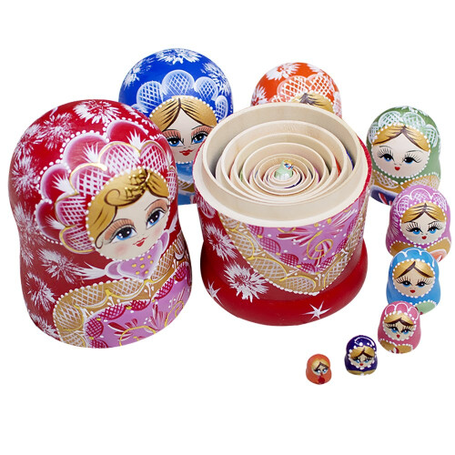 YAKELUS 10pcs Russian Nesting Dolls Matryoshka handmade1051 1