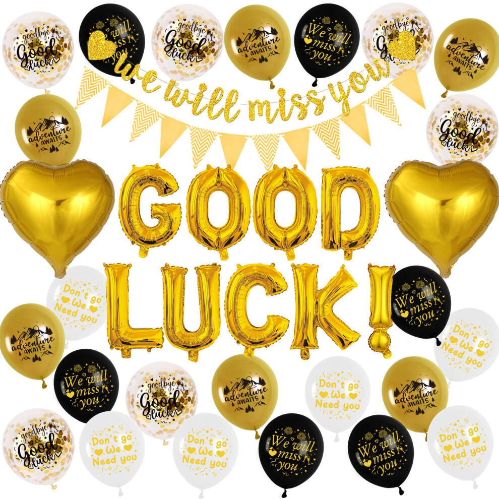 Aurmonigo We Will Miss You Decorations - Sorry Your Leaving Party Supplies Includes Pennants Banners Hearts Good Luck Balloons For Retirement Graduation Office