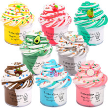 Fluffy Butter Slime Kit for Girls 8 Pack, Stretchy and Non-Sticky, Party Favors with Strawberry, Pineapple, Dragon Fruit, Cantaloupe, Cherry, Stress