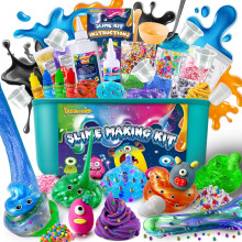 YOPINSAND Monster Slime Kit, Galaxy & Glow in The Dark Slime Making Kit for Girls Boys 6-12, DIY Slime Kit with Add-ins, Foam Balls, Charms, Glitters,