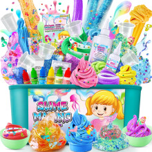 YOPINSAND DIY Slime Kit, Slime Making Kit for Girls, Butter, Foam, Cloud Slime with Add-ins, Foam Balls, Charms, Glitters, Party Favors Gift Toys for