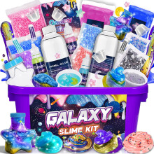 iKidiki Slime Making Kit, Toys for 6 7 8 9 10 11 12 Year Old Girls Boys Gifts Birthday Galaxy Slime Kits for Girls 6-12 Year Old Girl Boy Gifts Fluffy