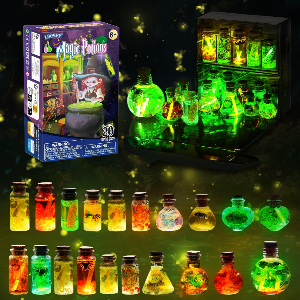 Ldomet Magic Potions Craft Kit For Kids - Mix 20 Glow Witch Bottles, Fairy Magic Potions Making Kit - Christmas Decorations Birthday Gifts For Girls