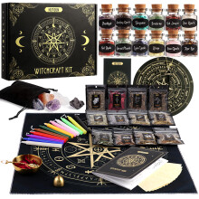 Nutgun Large Witchcraft Supplies Kit 60 PCS, Wiccan Supplies and Tools Including Witchcraft Herbs, Spell Candles, Crystals, Guidebook, Witch Altar