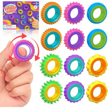 Fidget Toy Sensory Rings for Kids, 12 Pack Sensory Spinner Rings - Texture Stress Finger Toys for Autism Calming - Fun Fidgets for Adults ADHD