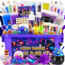 iKidiki Slime Making Kit for Girls Boys, Toys for 6 7 8 9 10 11 12 Year Old Girls Boys Gifts Birthday Galaxy Slime Kit 6-12 Year Old Girl Boy Gifts