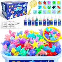 Hot Bee Magic Water Gel Kit for Kids Magic Gel Toy Water Elf Aqua Fairy Gel 10 Color 8 Double Sided Molds Art Craft Kit Gift for Girls Boy Age 5 6 7 8