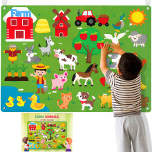 WATINC Felt Farm Story Board Set 3.5Ft 38Pcs Preschool Domestic Animals Storytelling Flannel Board Livestock Early Learning Play Kit Educational