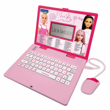 LEXIBOOK, Barbie, Educational and Bilingual Laptop in English/French, Toy for children with 124 activities to learn, play games and music, Pink,