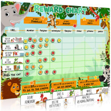 Luigi's Large Safari Animal Potty Training Reward Chart | Chores Chart for Kids: Encourages Good Behaviour and Customisable Magnets and Dry Erase