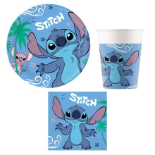 Procos - Stitch and Angel DY10251912 Party Tableware Set for Children's Birthday or Theme Party, Table Decoration, Multi-Colour, 52-Piece