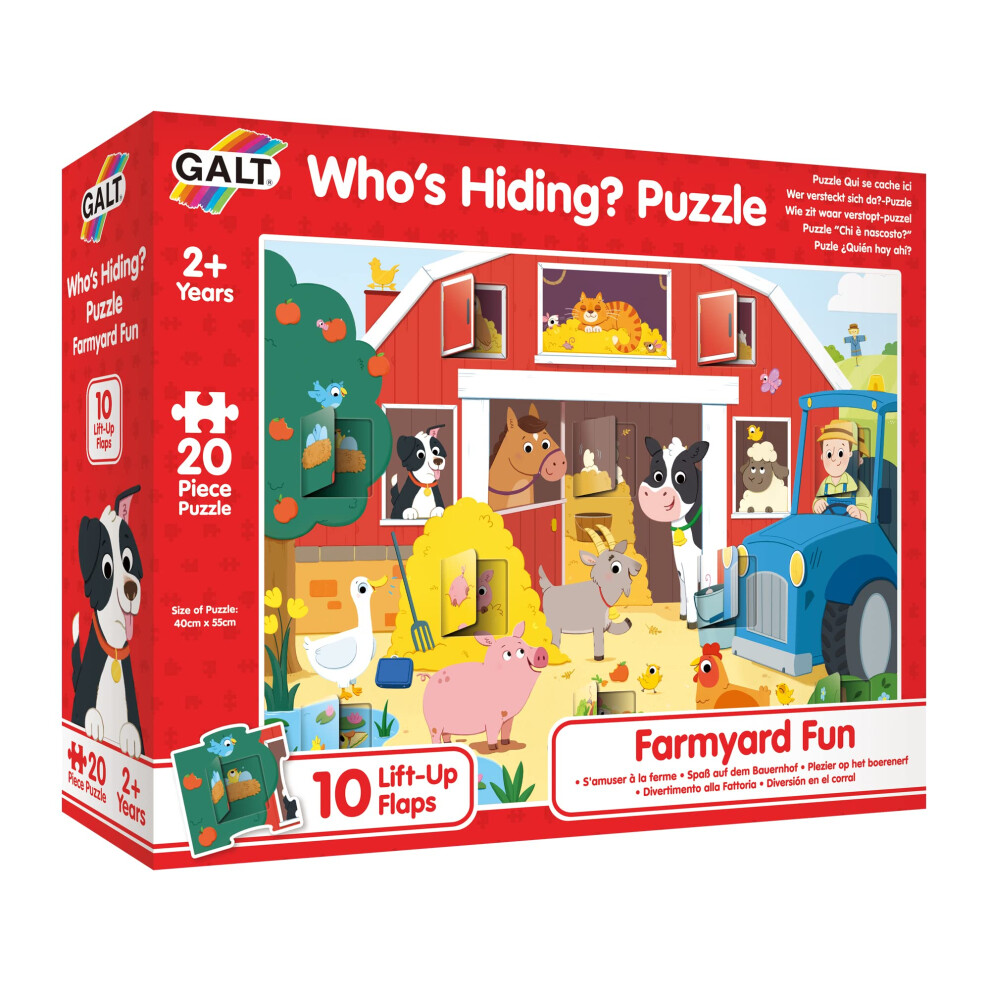 Galt , Who's Hiding? Puzzle - Farmyard Fun, Jigsaw Puzzles For Kids, 20 Piece Puzzle, Ages 2 Years Plus